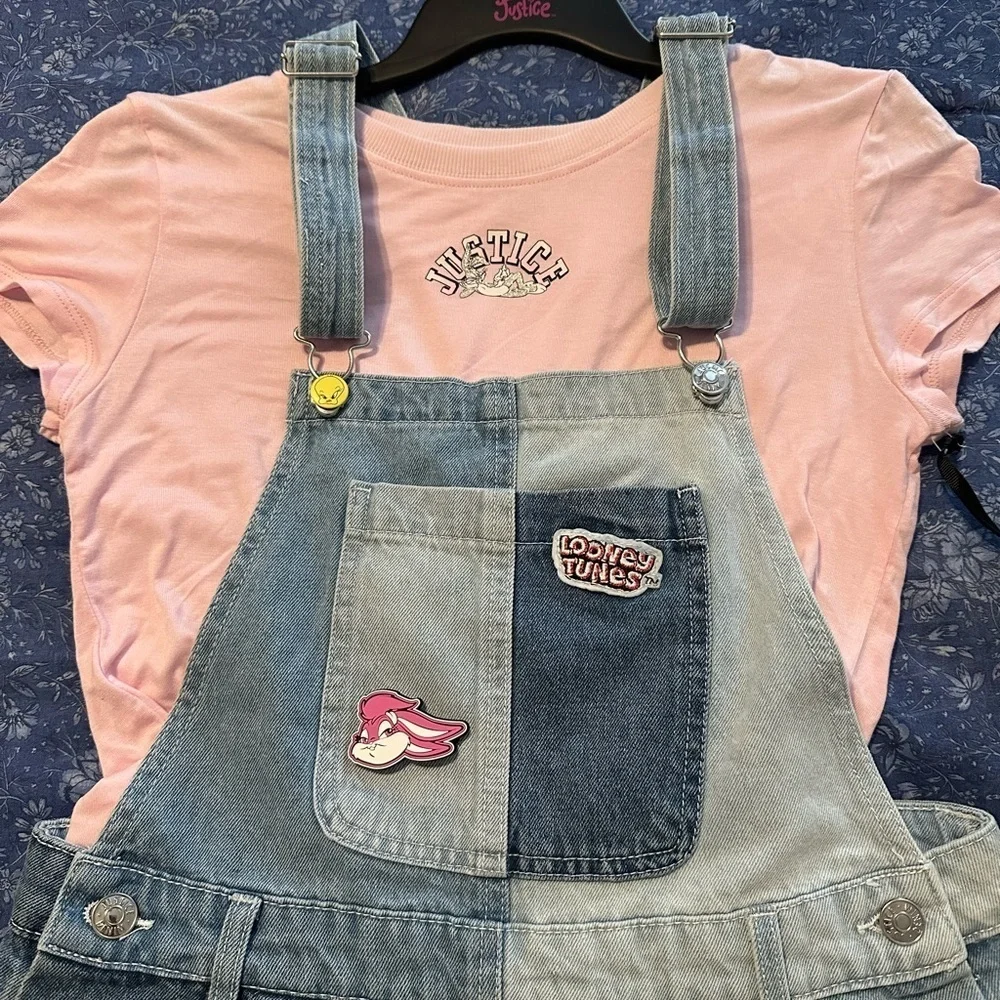 Vintage Justice LooneyTunes Blue Denim Overalls
